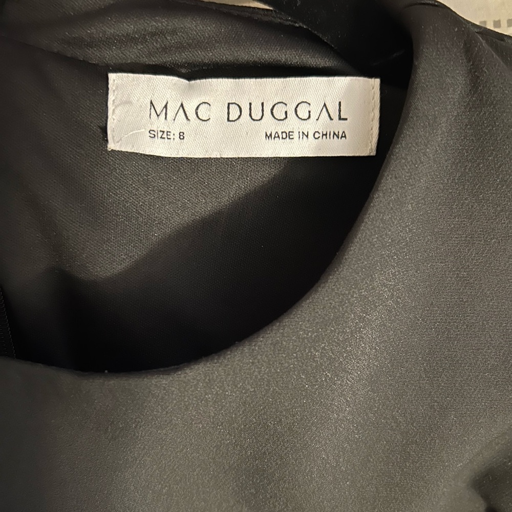 Mac Duggal Feather Trim Asymmetric Dress- BLACK, Size 8 - Picture 4 of 4